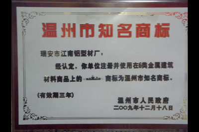 2009溫州知名商標(biāo)